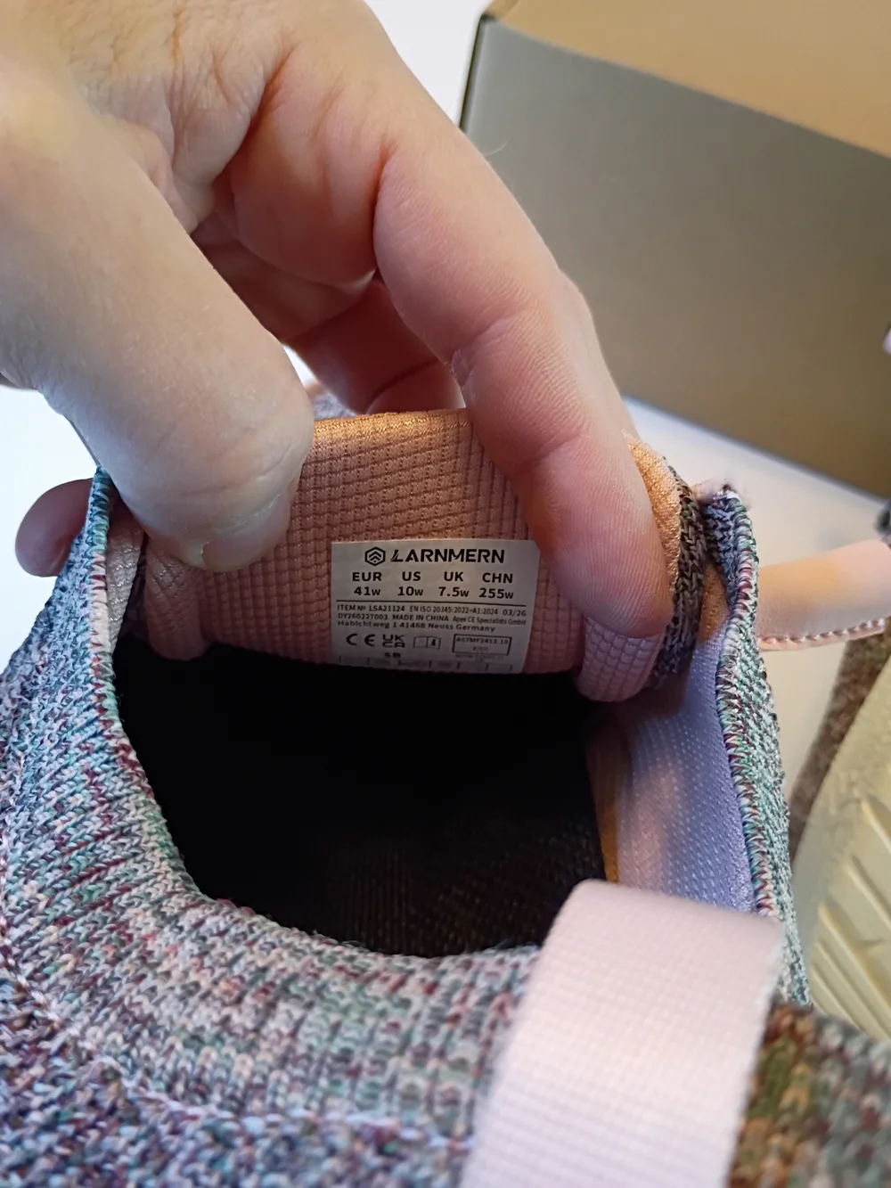 Knit Slip-On Steel Toe Sneakers in Multi-Color with Pink Trim